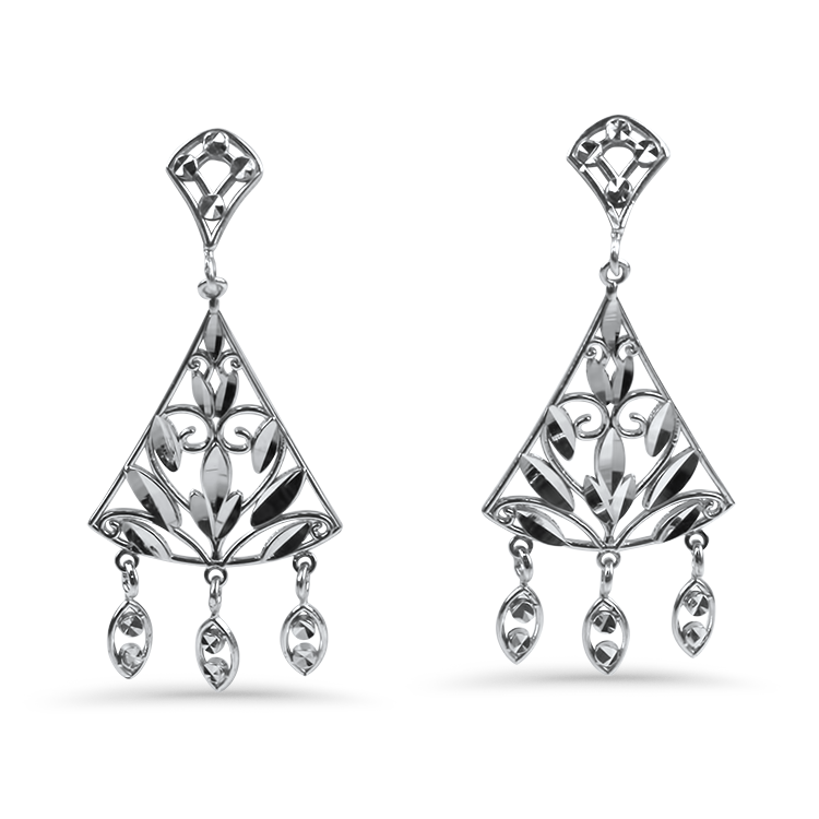 PAGE Estate Earrings Estate 14k White Gold Chandelier Dangle Earrings