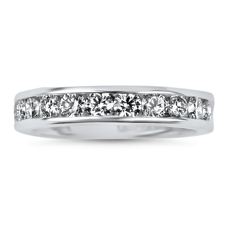 PAGE Estate Wedding Band Estate 14K White Gold Channel Set Diamond Band