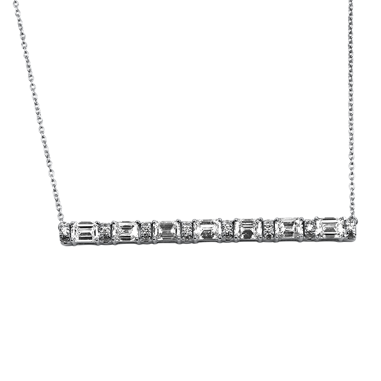 PAGE Estate Necklaces and Pendants Estate 14K White Gold Diamond Bar Necklace