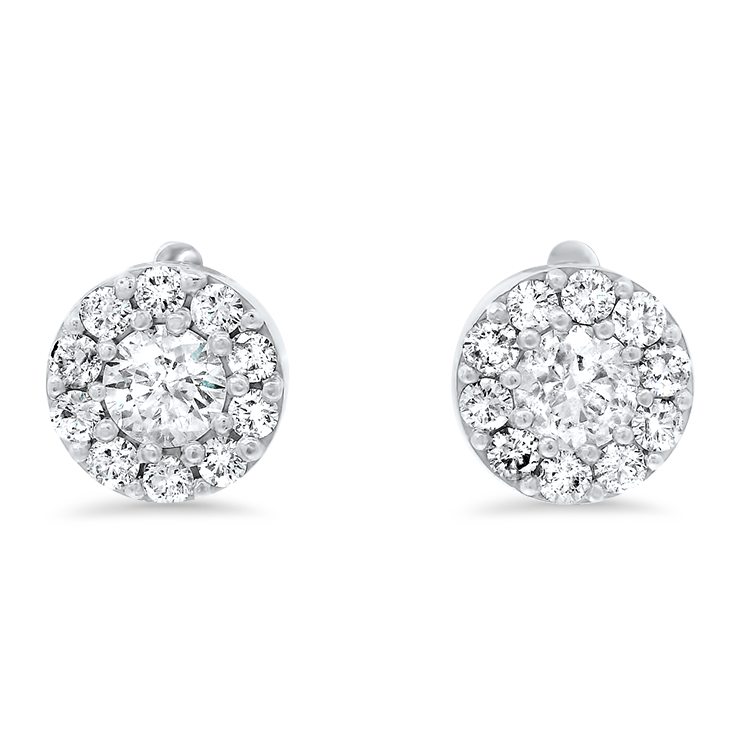 PAGE Estate Earring Estate 14k White Gold Diamond Halo Stud Earrings - 1.92 ctw