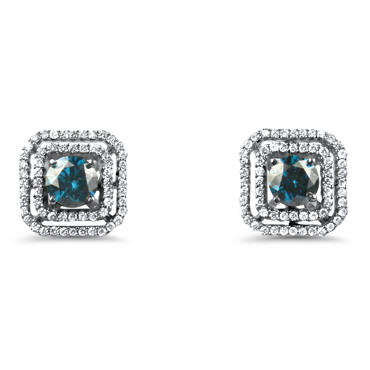 PAGE Estate Earring Estate 14K White Gold Diamond Halo Stud Earrings