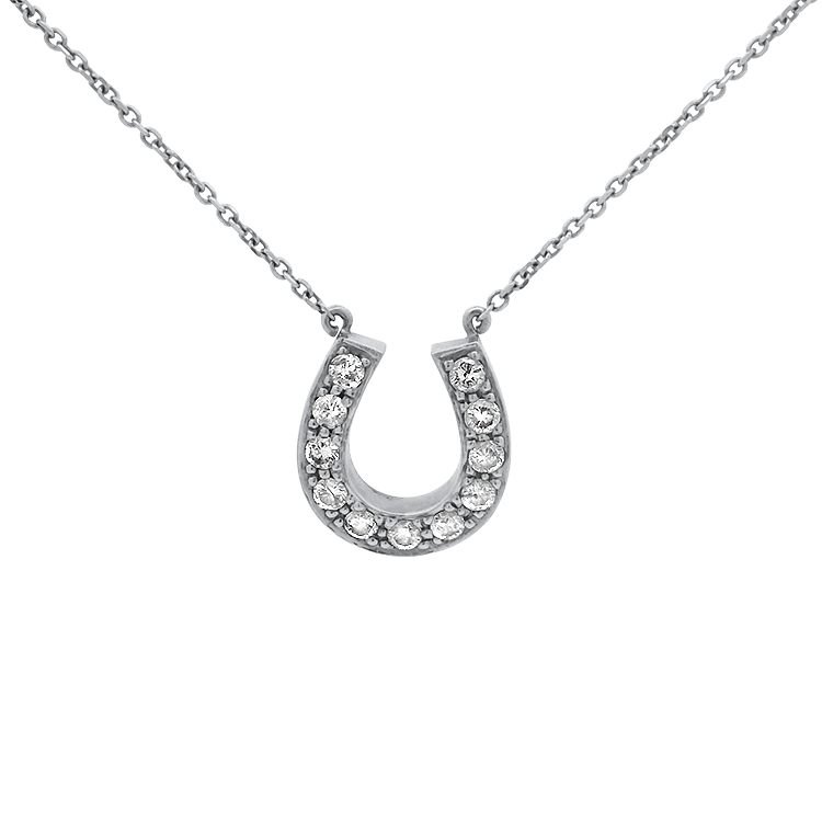 PAGE Estate Necklaces and Pendants Estate 14k White Gold Diamond Horseshoe Necklace