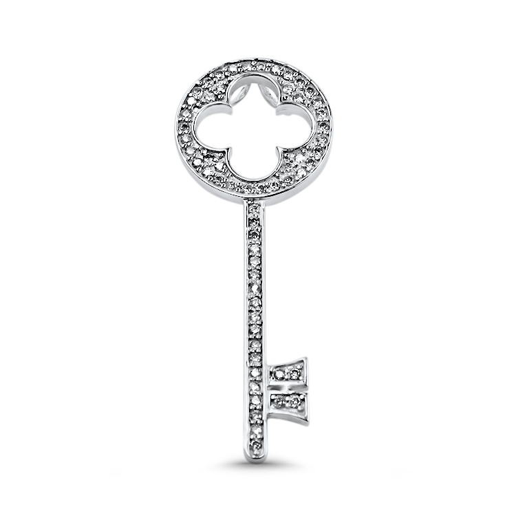 PAGE Estate Necklaces and Pendants Estate 14K White Gold Diamond Key Pendant