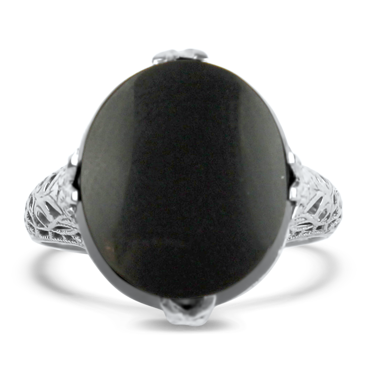 PAGE Estate Ring Estate 14K White Gold Onyx Ring