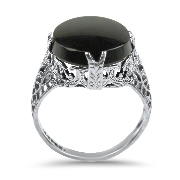 PAGE Estate Ring Estate 14K White Gold Onyx Ring