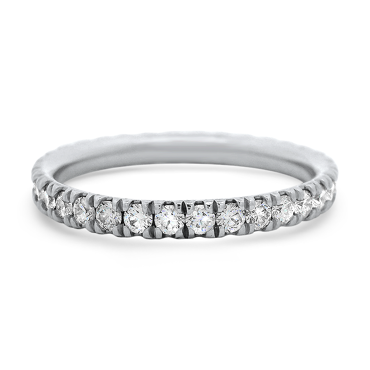 PAGE Estate Wedding Band Estate 14k White Gold Pave Diamond Band 6.75