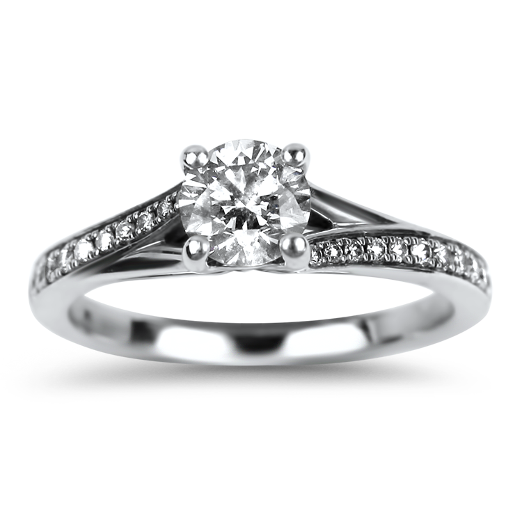 PAGE Estate Engagement Ring Estate 14k White Gold Round Brilliant Cut Diamond Engagement Ring 6.5