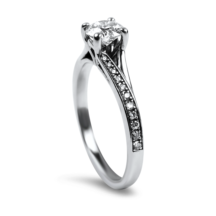 PAGE Estate Engagement Ring Estate 14k White Gold Round Brilliant Cut Diamond Engagement Ring 6.5