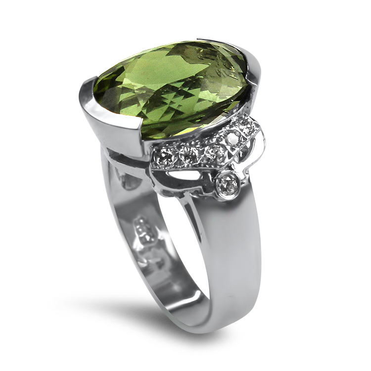 Page Estate Ring Estate 14K White Gold Tourmaline Diamond Ring