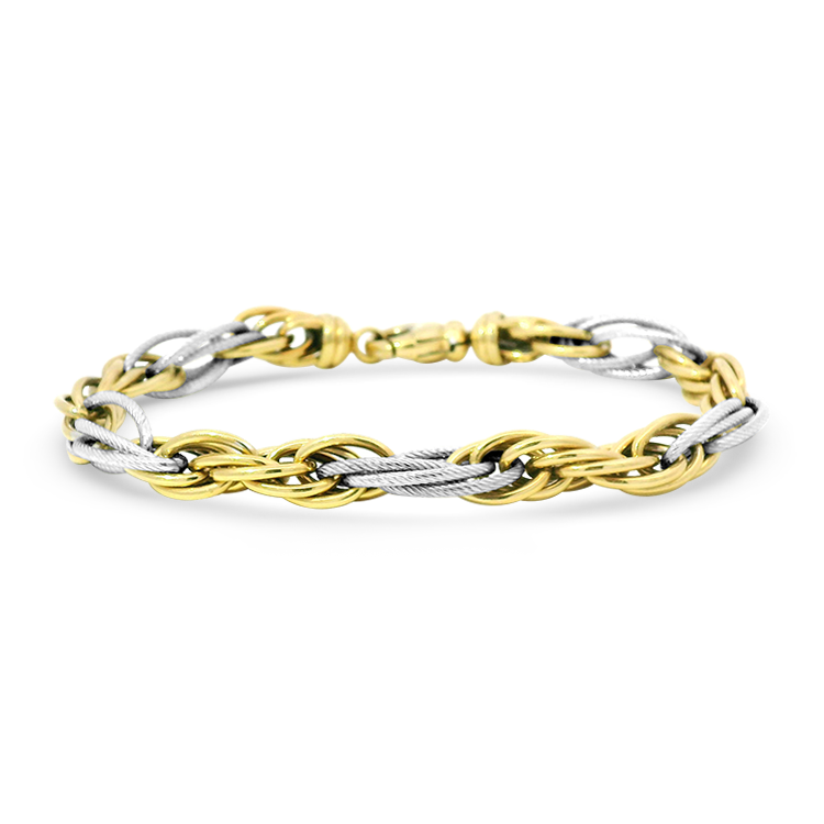 PAGE Estate Bracelet Estate 14k Yellow and White Gold Alternating Rope Link Bracelet