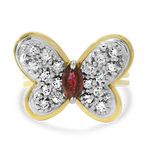 PAGE Estate Ring Estate 14k Yellow and White Gold Butterfly Diamond and Ruby Ring 6