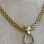 PAGE Estate Necklaces and Pendants Estate 14K Yellow and White Gold Fox and Horseshoe Panther Link Necklace