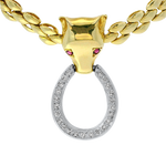 PAGE Estate Necklaces and Pendants Estate 14k Yellow and White Gold Fox and Horseshoe Panther Link Necklace