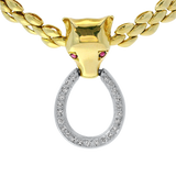 PAGE Estate Necklaces and Pendants Estate 14k Yellow and White Gold Fox and Horseshoe Panther Link Necklace