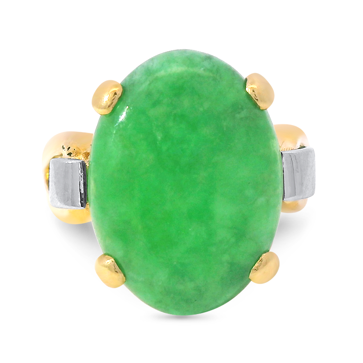 PAGE Estate Ring Estate 14k Yellow and White Gold Jadeite Ring