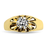 PAGE Estate Engagement Ring Estate 14k Yellow Gold 1ct Round Brilliant Cut Diamond Belcher Ring