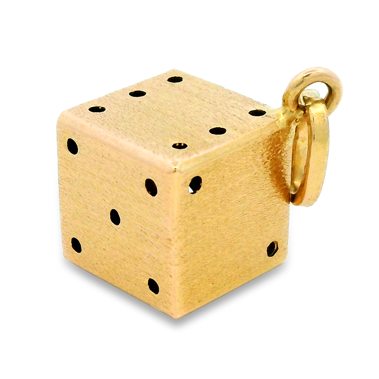 PAGE Estate Necklaces and Pendants Estate 14k Yellow Gold 6-Sided Dice Charm