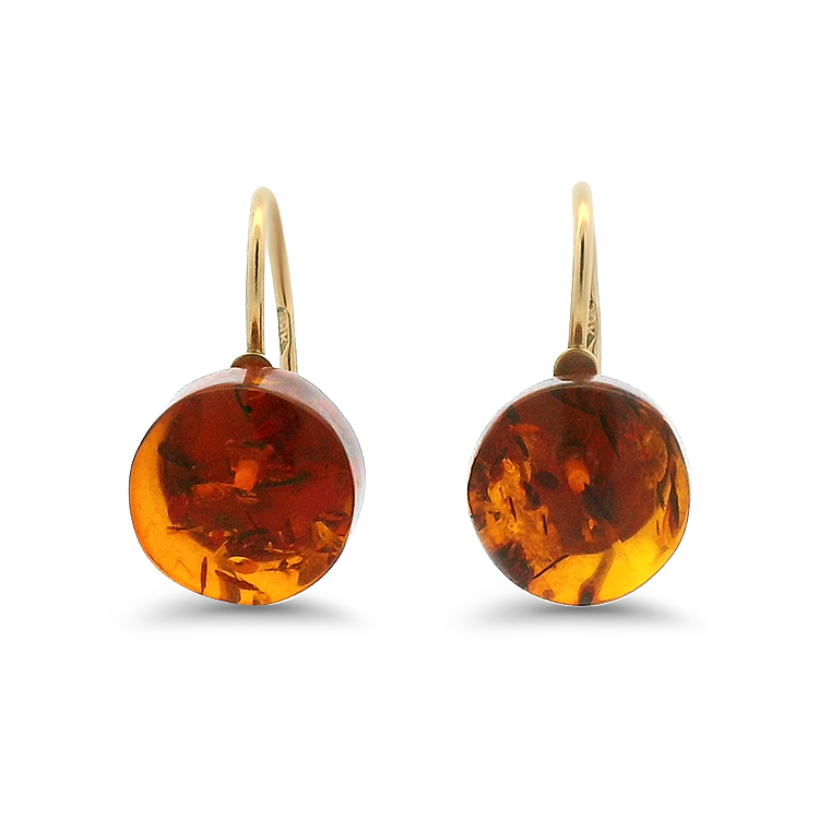 PAGE Estate Earrings Estate 14k Yellow Gold Amber Drop Earrings