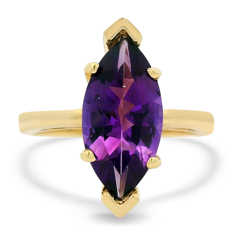 PAGE Estate Ring Estate 14k Yellow Gold Amethyst Solitaire Ring 6