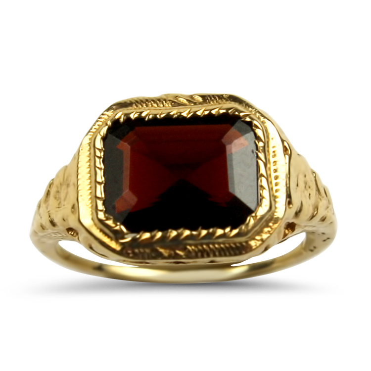 PAGE Estate Ring Estate 14k Yellow Gold Antique Reproduction Garnet Ring