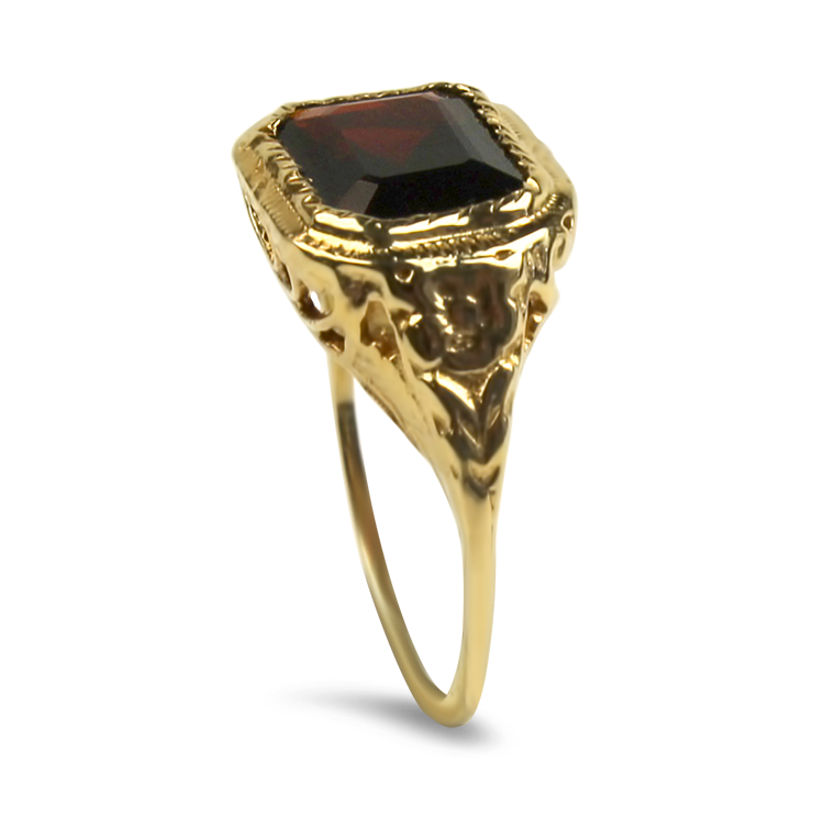 PAGE Estate Ring Estate 14k Yellow Gold Antique Reproduction Garnet Ring