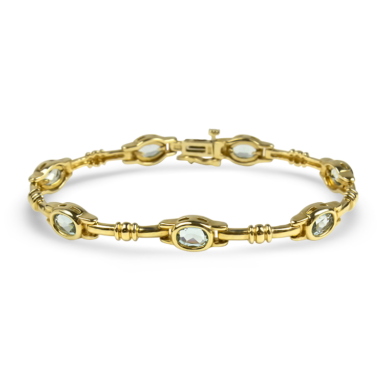 PAGE Estate Bracelet Estate 14k Yellow Gold Aquamarine Link Bracelet