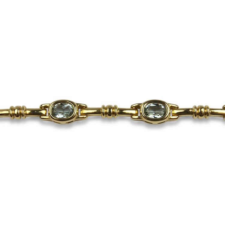 PAGE Estate Bracelet Estate 14k Yellow Gold Aquamarine Link Bracelet