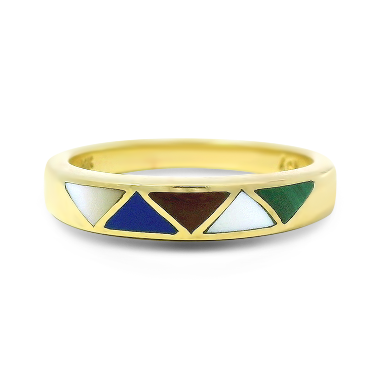 PAGE Estate Wedding Band Estate 14k Yellow Gold Asch Grossbardt Inlay Band