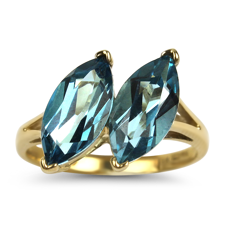 PAGE Estate Ring Estate 14K Yellow Gold Blue Topaz Ring 8