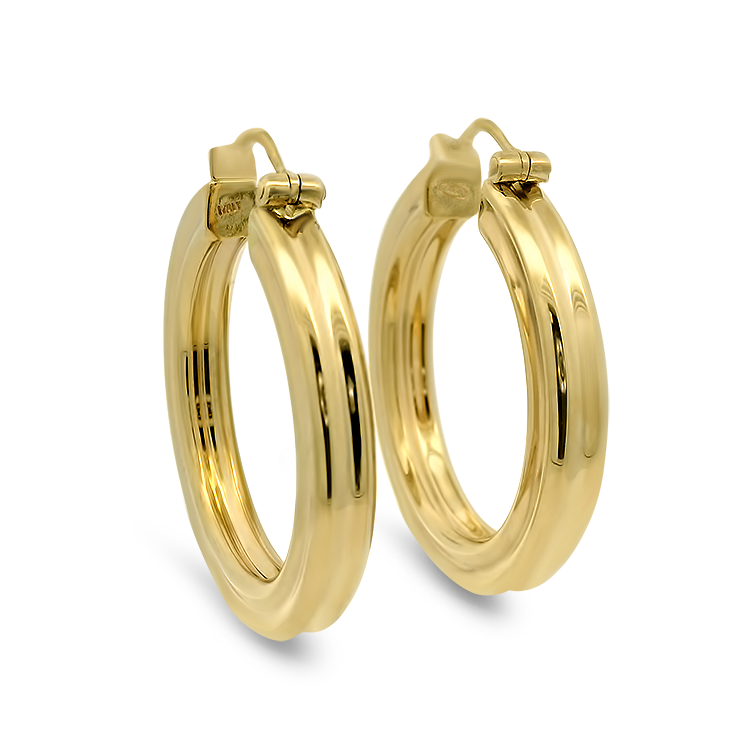 PAGE Estate Earrings Estate 14k Yellow Gold Box Style Hoop Earring