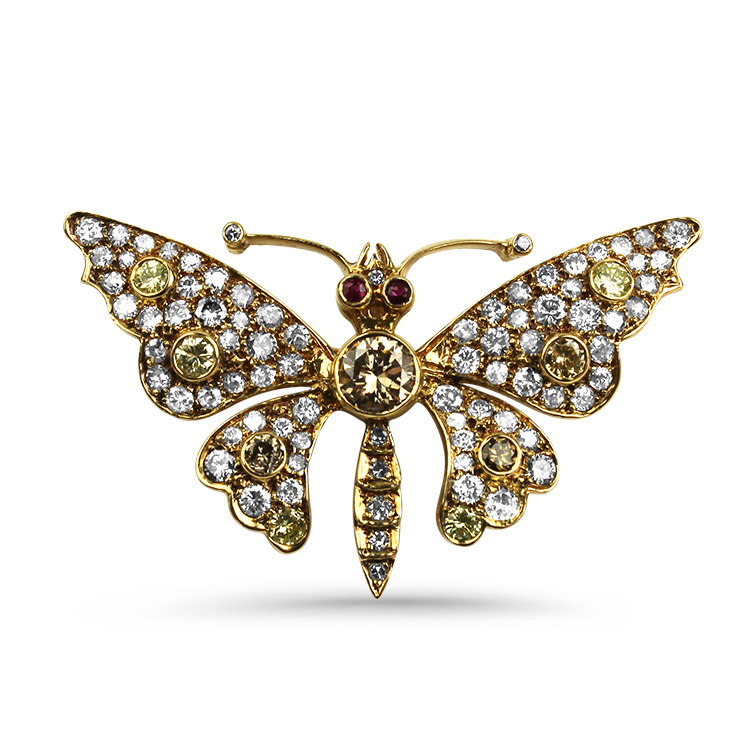 PAGE Estate Pins & Brooches Estate 14K Yellow Gold Diamond Butterfly Brooch