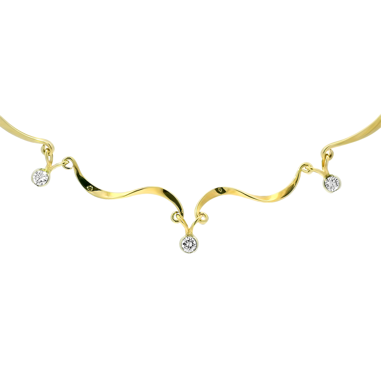 PAGE Estate Necklaces and Pendants Estate 14k Yellow Gold Diamond Cresent Link Necklace