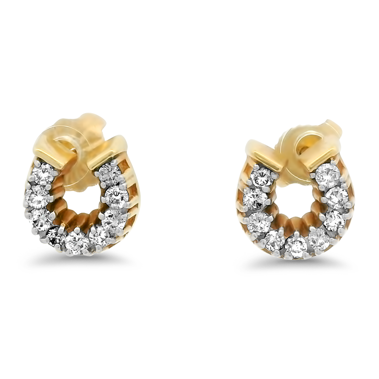 PAGE Estate Earring Estate 14k Yellow Gold Diamond Horseshoe Stud Earrings