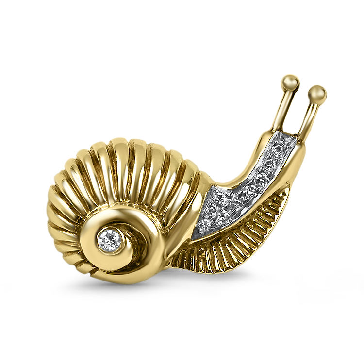 PAGE Estate Pins & Brooches Estate 14K Yellow Gold Diamond Snail Brooch