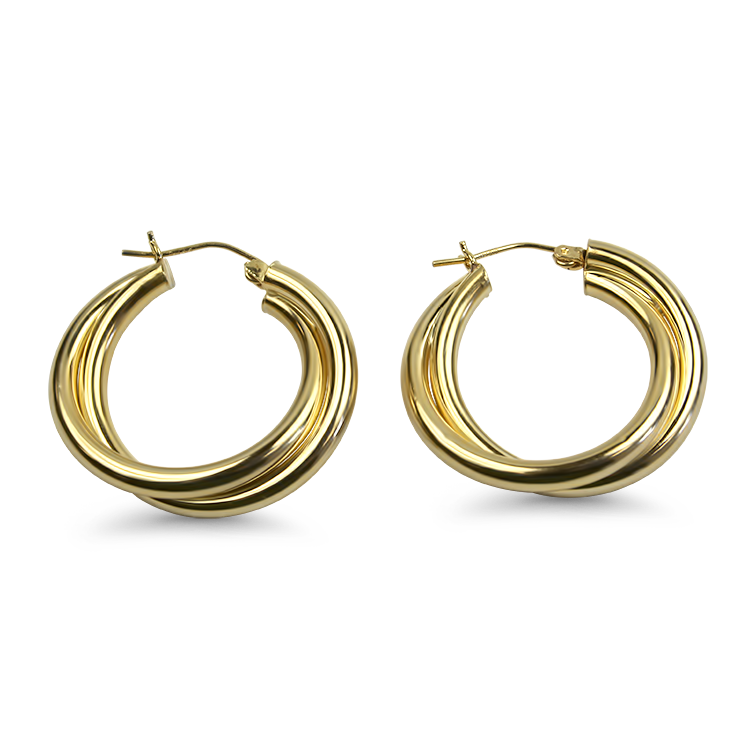 PAGE Estate Earrings Estate 14K Yellow Gold Double Twist Hoop Earrings