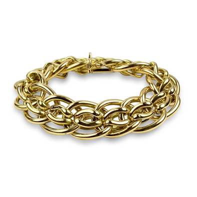 Estate 14K Yellow Gold Double Link Charm Bracelet