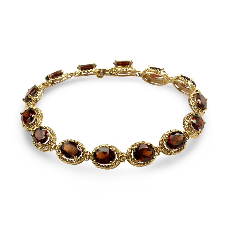 PAGE Estate Bracelet Estate 14k Yellow Gold Garnet Link Bracelet