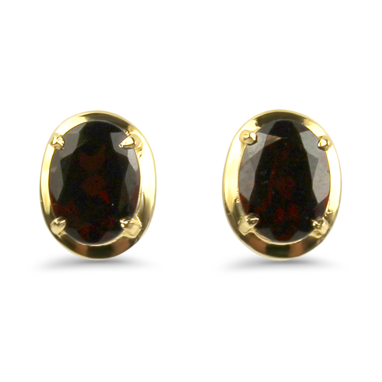 PAGE Estate Earrings Estate 14k Yellow Gold Garnet Stud Earrings