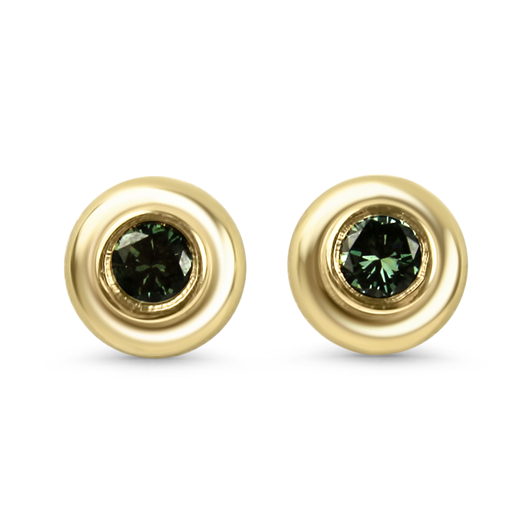 PAGE Estate Earring Estate 14K Yellow Gold Irradiated Diamond Stud Earrings