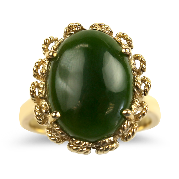 PAGE Estate Ring Estate 14k Yellow Gold Jade Ring