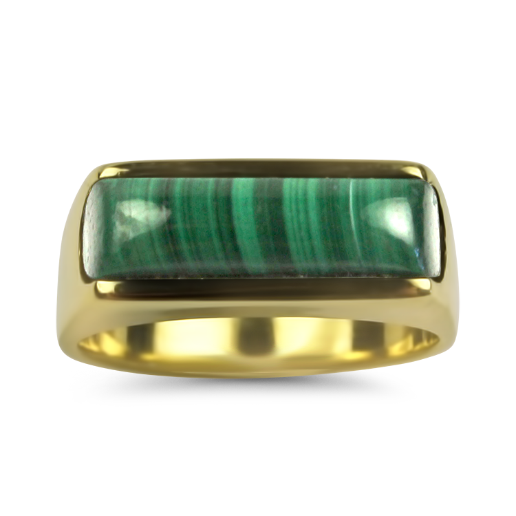 PAGE Estate Ring Estate 14K Yellow Gold Malachite Cabochon Ring 6.25