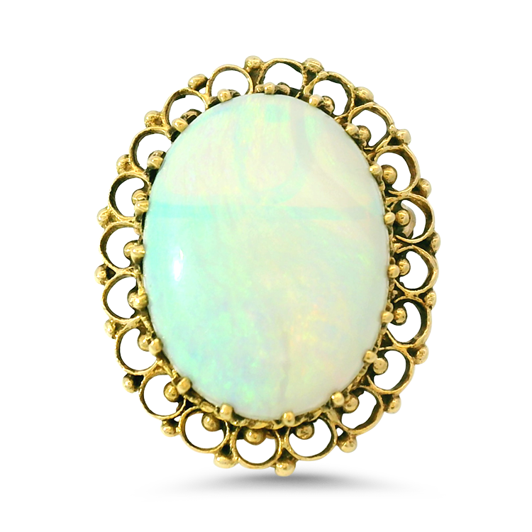 PAGE Estate Necklaces and Pendants Estate 14k Yellow Gold Opal Filigree Brooch/Pendant