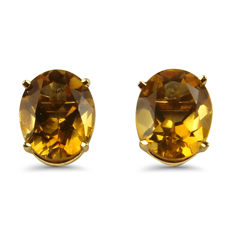 5x3MM All Natural Oval Citrine Topaz Stud Earrings in .925 Sterling Silver  - 15R98A