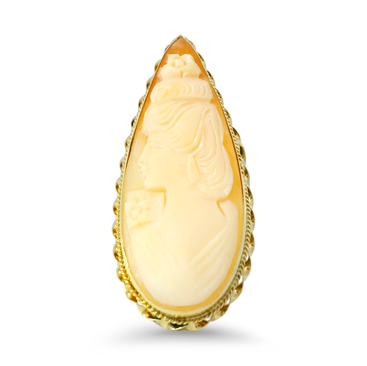 PAGE Estate Ring Estate 14k Yellow Gold Pear-Shaped Cameo Ring 5.5