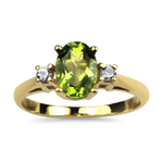 PAGE Estate Ring Estate 14K Yellow Gold Peridot & Diamond Ring