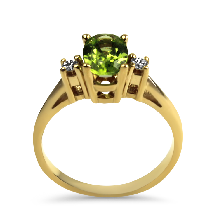 PAGE Estate Ring Estate 14K Yellow Gold Peridot & Diamond Ring