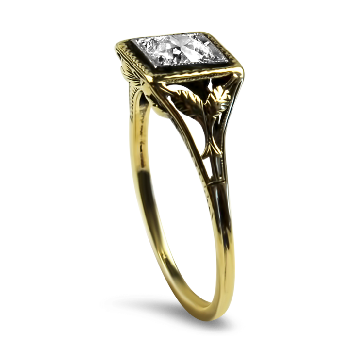 PAGE Estate Engagement Ring Estate 14K Yellow Gold & Platinum Antique Diamond Engagement Ring 7