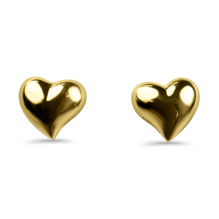 PAGE Estate Earrings Estate 14k Yellow Gold Puffy Heart Stud Earrings