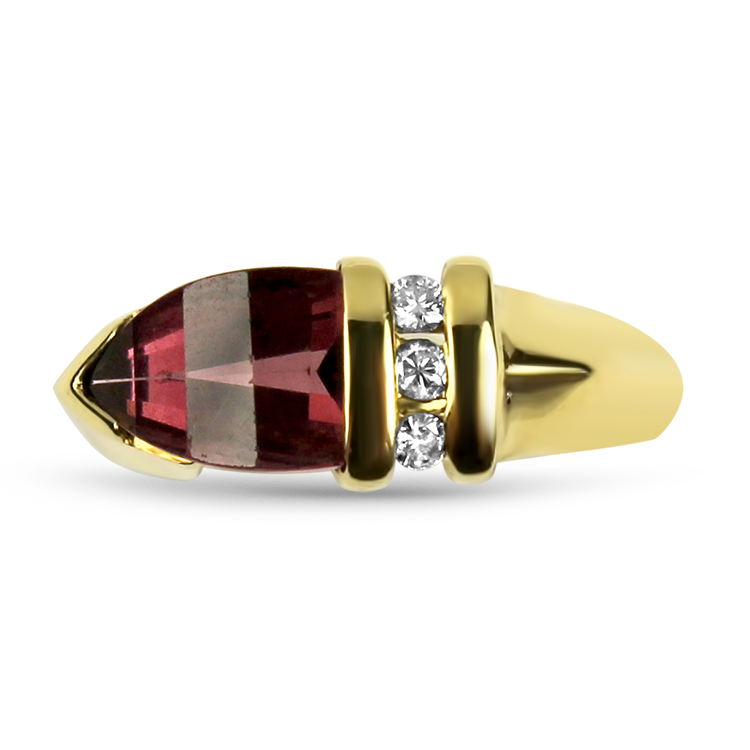 PAGE Estate Ring Estate 14K Yellow Gold Rhodolite Garnet and Diamond Ring 6.25