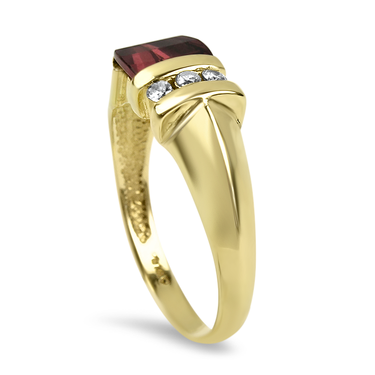 PAGE Estate Ring Estate 14K Yellow Gold Rhodolite Garnet and Diamond Ring 6.25